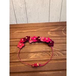 Handmade Genuine Leather Pink Flower Bracelet Pink Boho Daisy Bracelet NEW